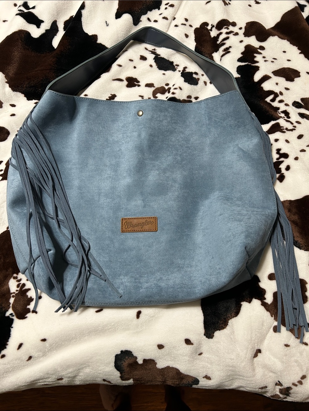 Wrangler Light Blue Suede Fringe Shoulder Bag